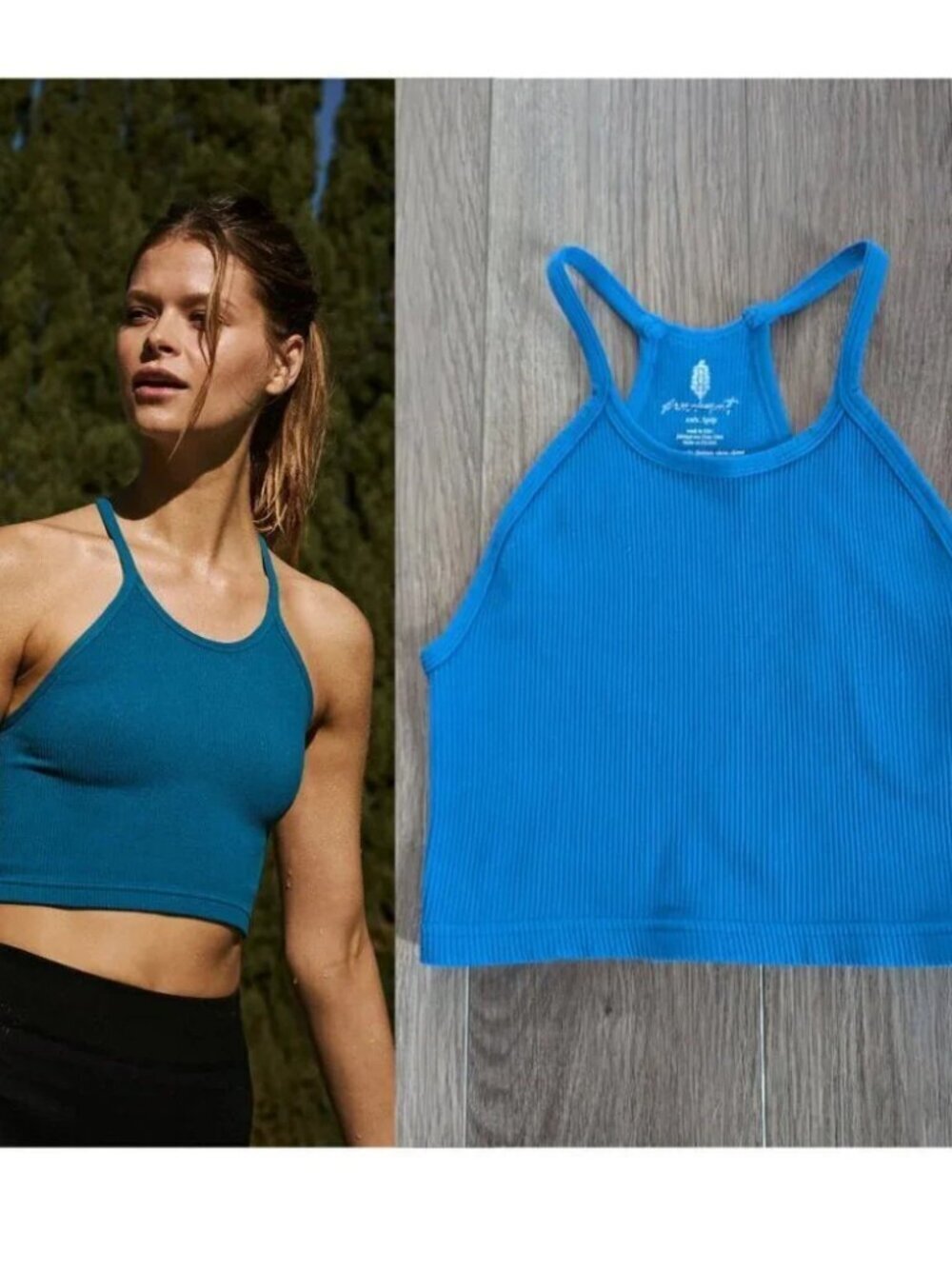 NEW! FP Movement | Happiness Runs Crop Tank In Blue Teal (XS/S)